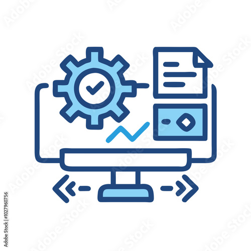 Digital skills development icon with computer and settings