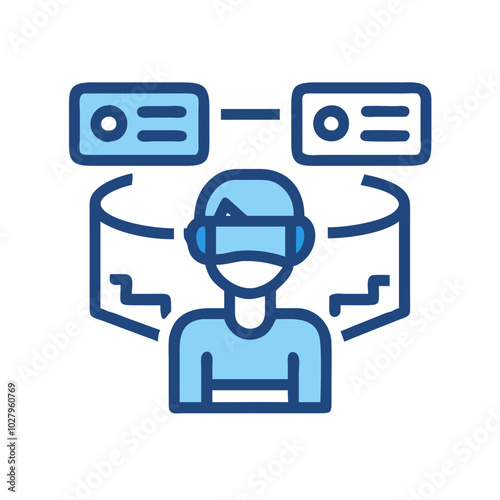 Virtual reality learning experience with headset and interactive elements