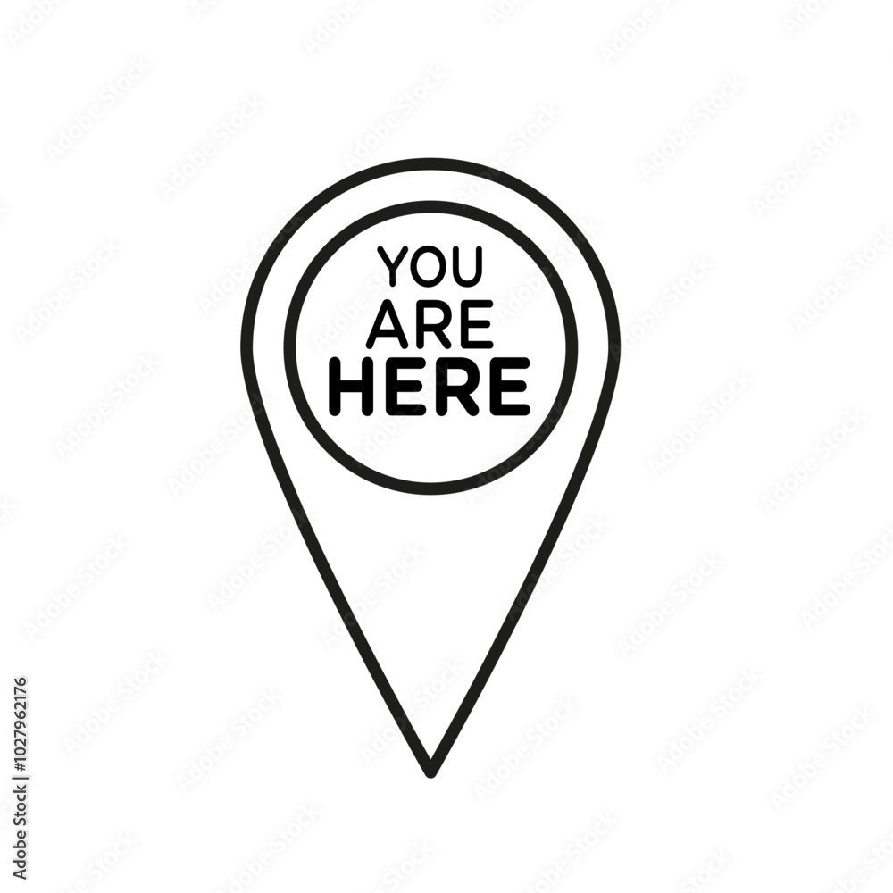 You are Here Pointer Icon flat line symbol set. You are Here Pointer Icon flat line symbol set.