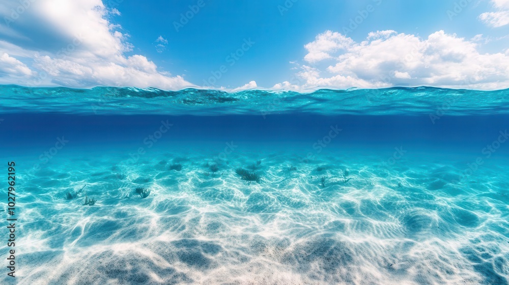 Fototapeta premium A powerful underwater current pulling sand and marine life along the ocean floor, ocean current power, underwater force