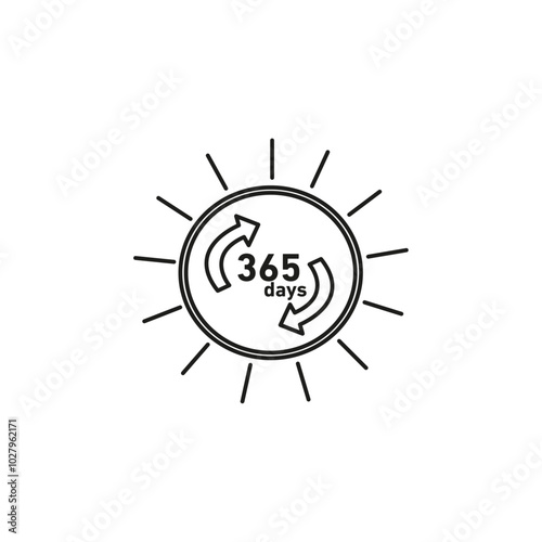 365 days flat line symbol set.