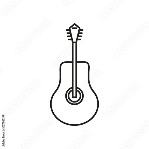 acoustic guitar icon flat line symbol set.