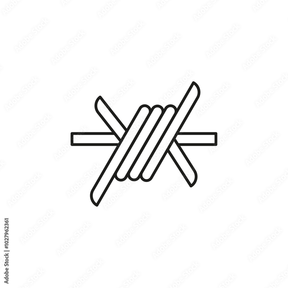 Barbed wire icon flat line symbol set. Barbed wire icon flat line symbol set.