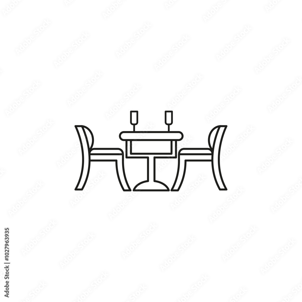 Dining table icon flat line symbol set.