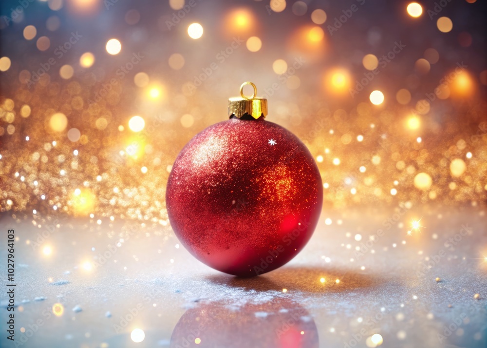 Fototapeta premium Captivating Drone Photography of a Decorative Red Christmas Sphere Against a Soft Light Background, Perfect for Festive Animations and Holiday Celebrations