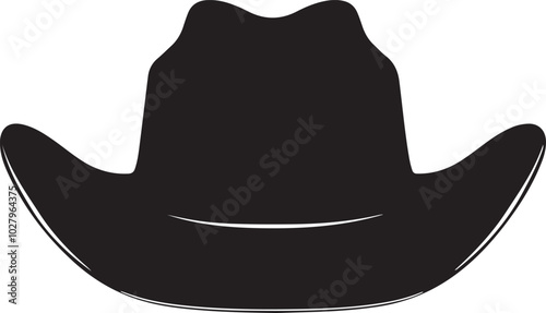Western Cowboy Hat Front View Silhouette Vector Illustration