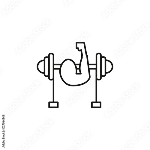 fitness jym with barbell icon flat line symbol set. photo