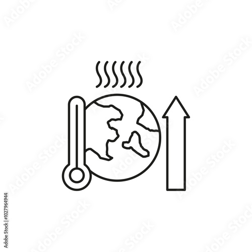 Global warming icon flat line symbol set.