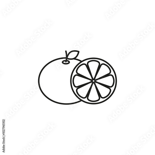 Grape fruit icon flat line symbol set.