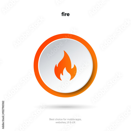 Fire flames icons collection. Red flame in abstract style on white background for UI UX website mobile app game operation system.