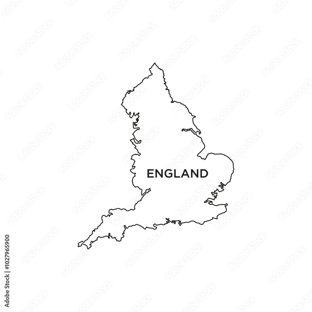 Map of england flat line symbol set. Map of england flat line symbol set.