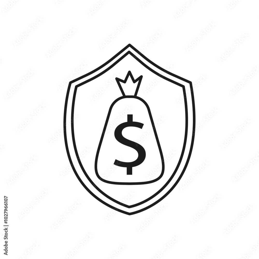 Money insurance icon flat line symbol set. Money insurance icon flat line symbol set.