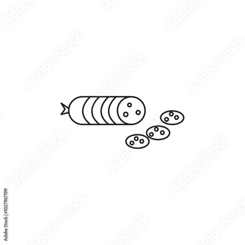 sausage salami icon flat line symbol set.