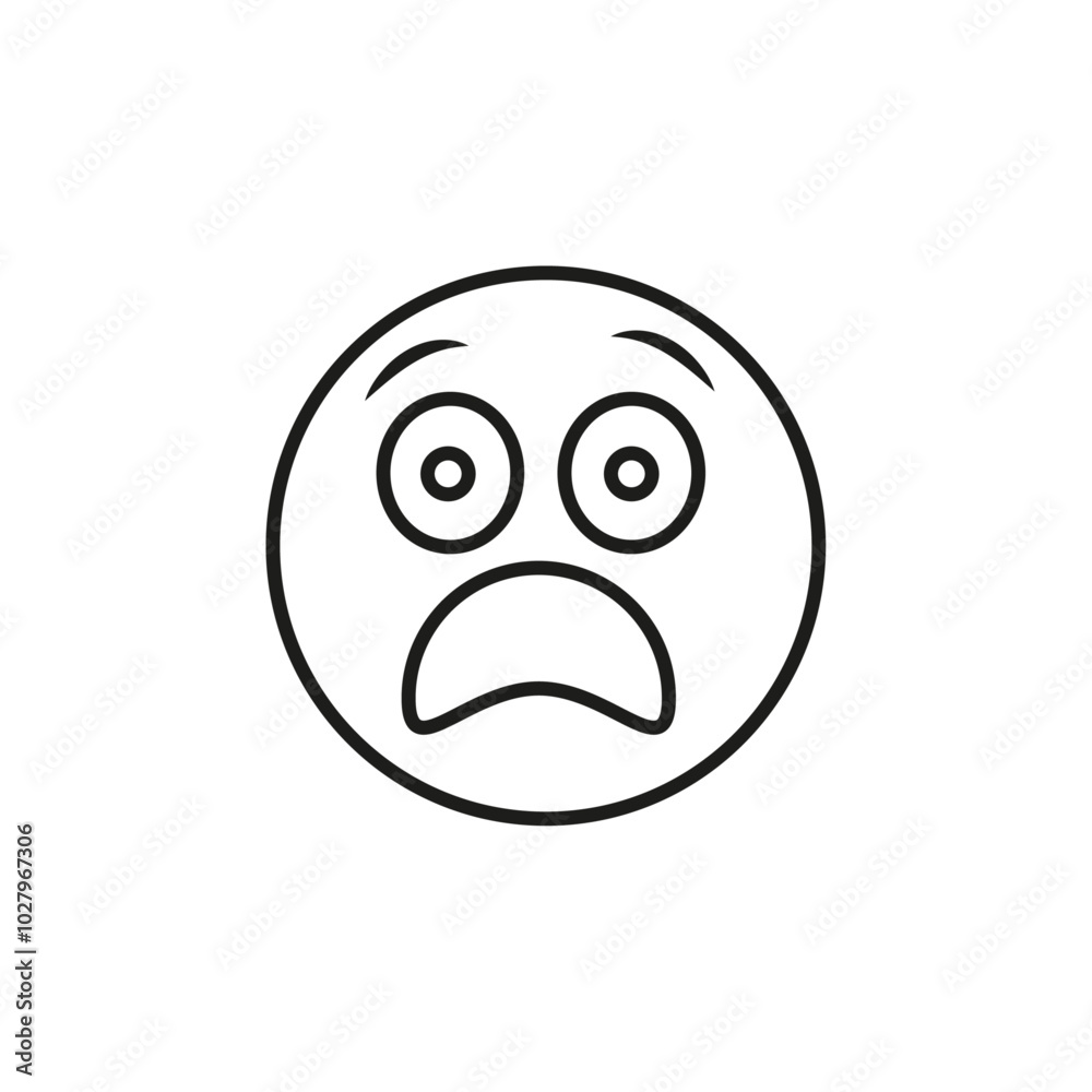 Fototapeta premium shocked emoji iconj flat line symbol set.