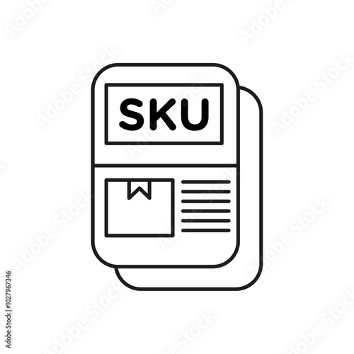 SKU description icon flat line symbol set.