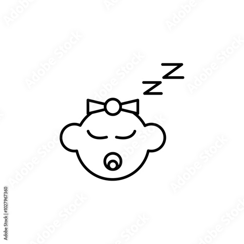 sleeping baby icon flat line symbol set.