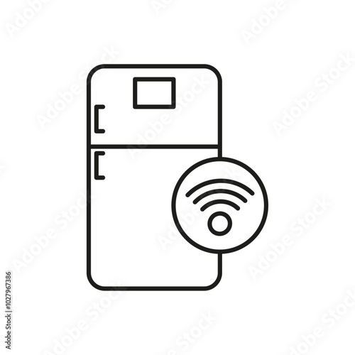 smart fridge icon flat line symbol set.