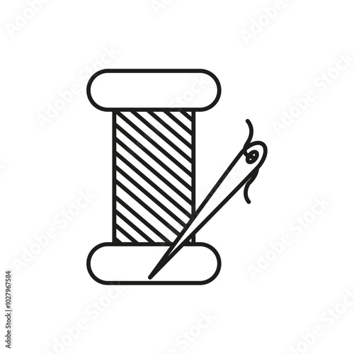 spool of thread icon flat line symbol set.