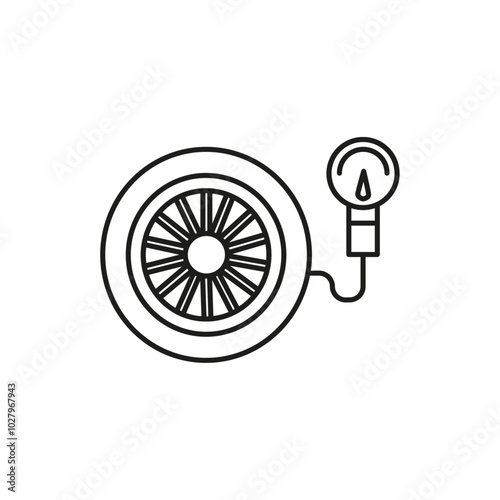 Tire pressure monitoring icon flat line symbol set.