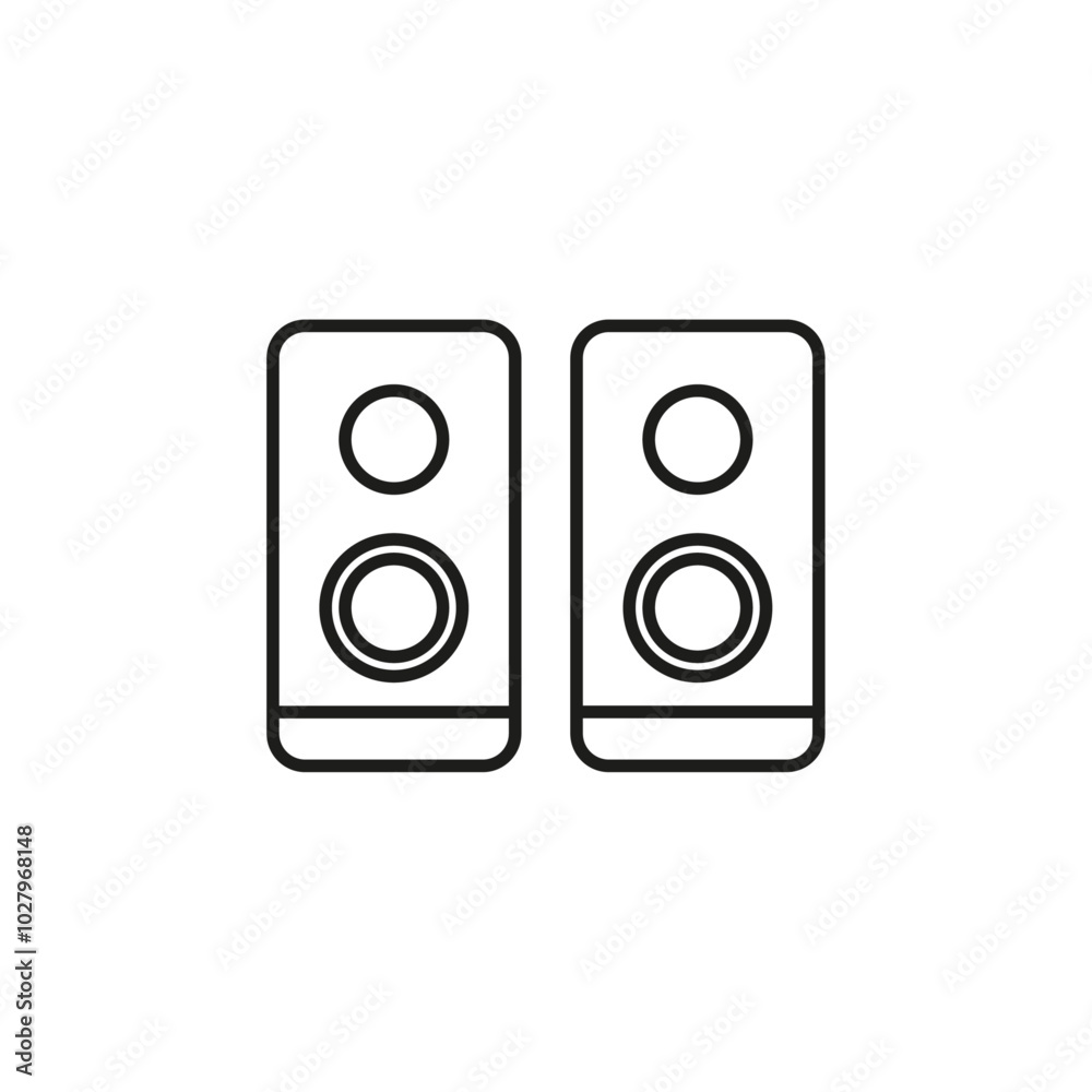Two Stereo Speakers icon flat line symbol set. Two Stereo Speakers icon flat line symbol set.