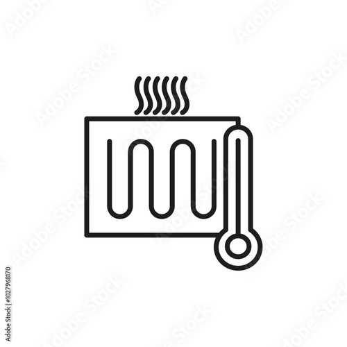 Underfloor heating icon flat line symbol set.
