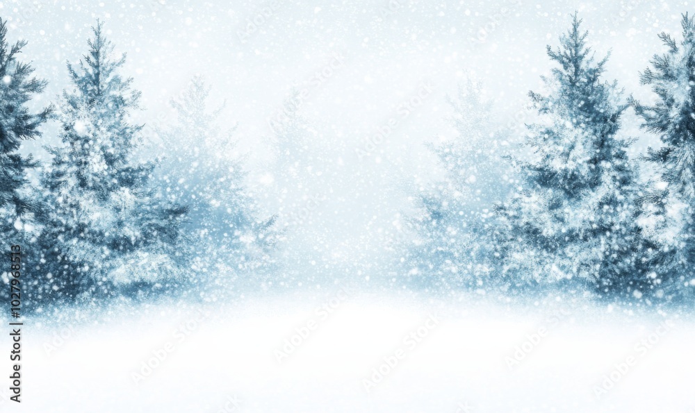 A Serene Snowy Landscape with Pine Trees and Falling Snow in Soft Watercolor Style Against a Light Gray Background, Evoking Calmness and Tranquility. A Serene Snowy Landscape with Pine Trees and Falling Snow in Soft Watercolor Style Against a Light Gray Background, Evoking Calmness and Tranquility.