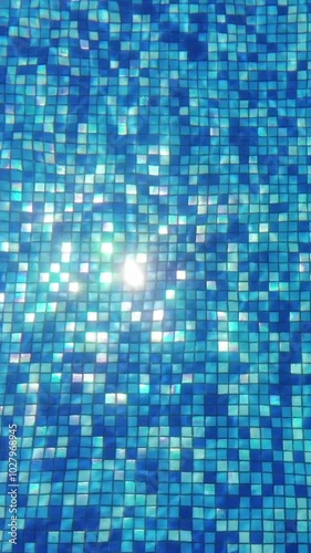 Mosaic bottom of blue pool