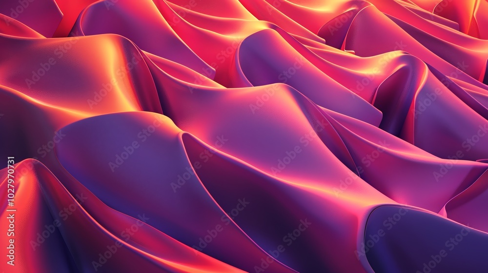 Fototapeta premium Abstract background with flowing pink and orange fabric forming smooth waves