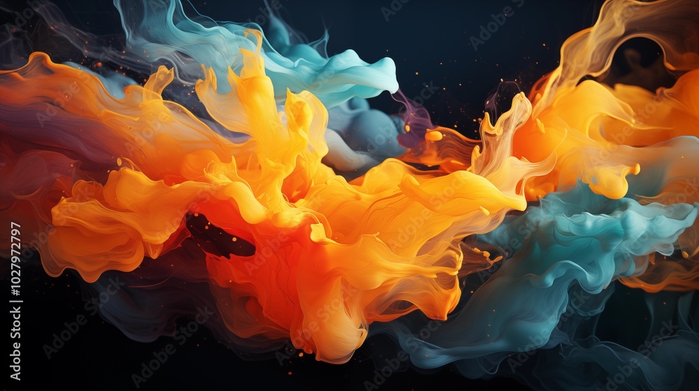 Obraz premium Abstract orange and blue splash background with space