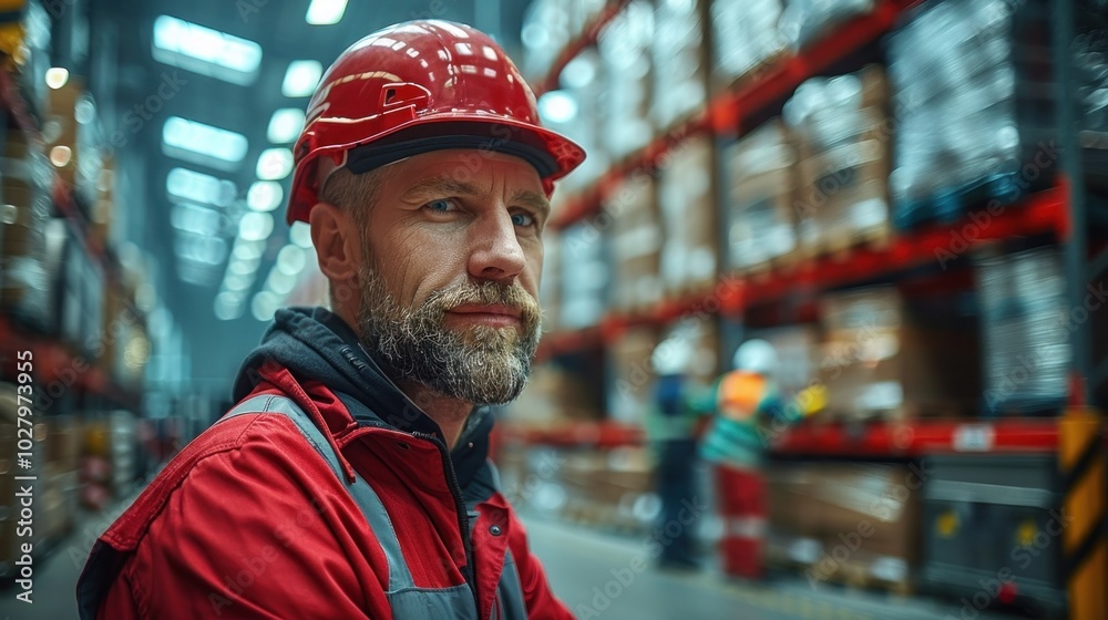 A truck driver interacting with a warehouse worker while picking up or delivering cargo, highlighting the teamwork involved in logistics A truck driver interacting with a warehouse worker while picking up or delivering cargo, highlighting the teamwork involved in logistics