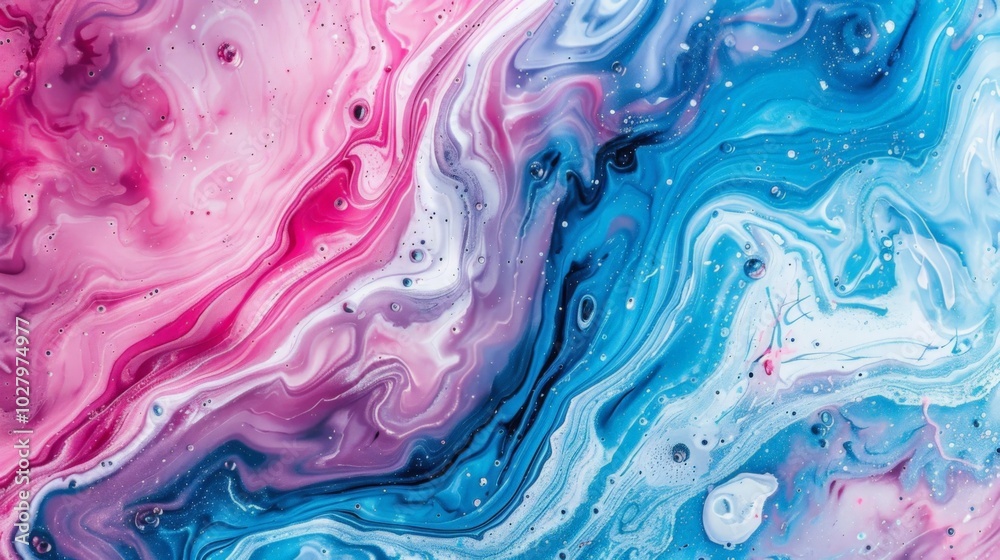 Abstract image featuring a blend of blue and pink paint, creating a mesmerizing and vibrant visual experience Abstract image featuring a blend of blue and pink paint, creating a mesmerizing and vibrant visual experience