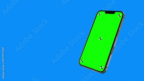phone with vertical green chroma key screen.