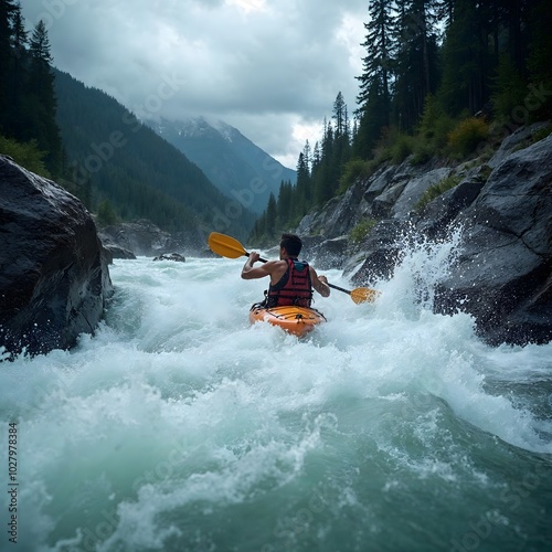 kayaking in the river