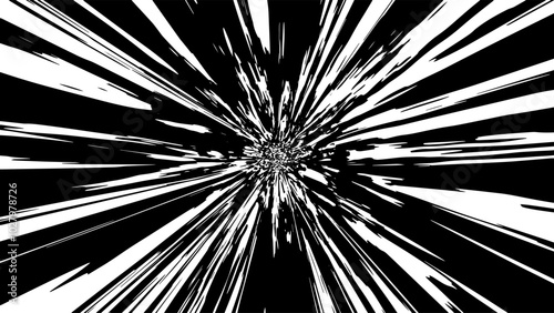 Speed burst background. Manga comic effect. Black speed lines on white background.Speed rays comic manga impact.