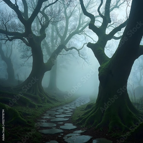 misty morning in the forest