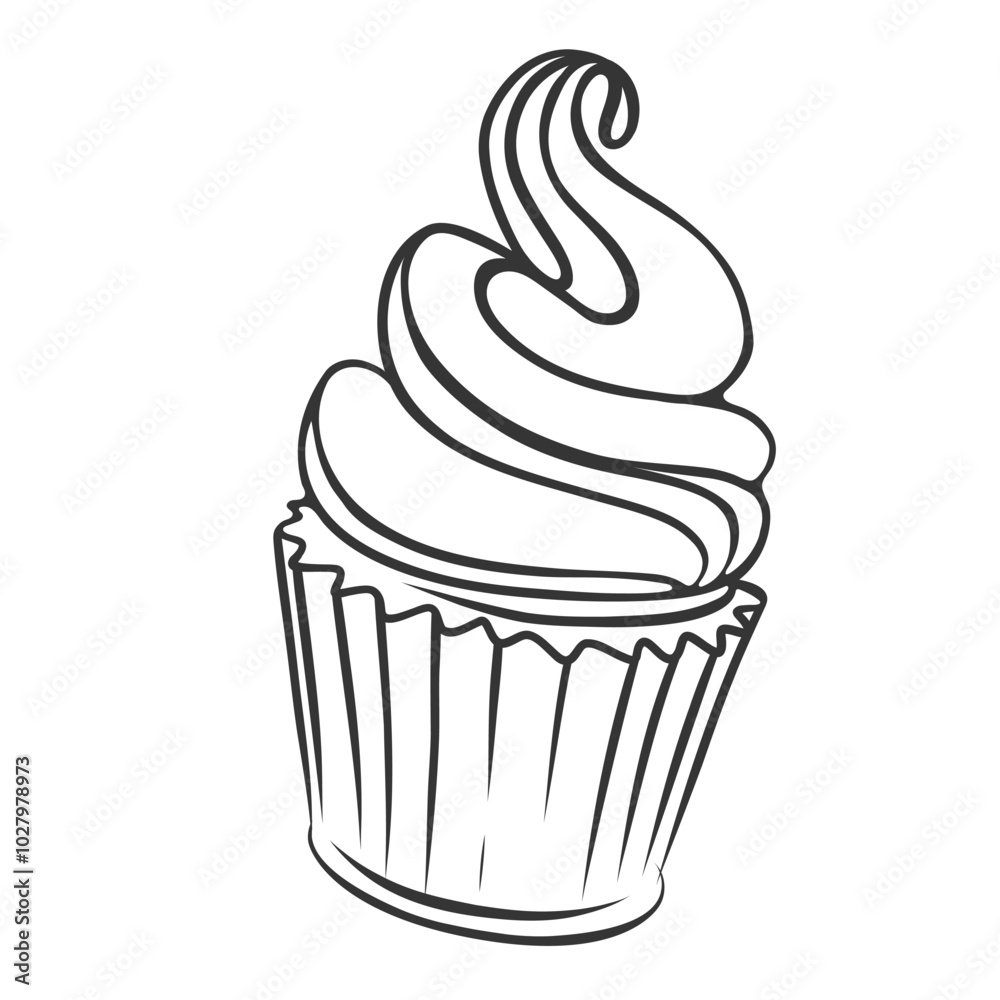 Ice cream in cup icon, doodle cupcake with whipped creamy swirl. Funny retro sketch of cake with soft twist dairy product. Sweet snack, dessert mascot, hand drawn ice cream icon vector illustration Ice cream in cup icon, doodle cupcake with whipped creamy swirl. Funny retro sketch of cake with soft twist dairy product. Sweet snack, dessert mascot, hand drawn ice cream icon vector illustration