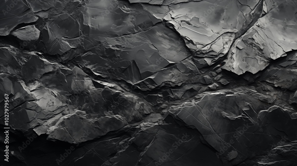 Black and white stone texture. Rocky surface close-up resembling an old rough concrete wall. Dark gray grunge background with space for design. Black and white stone texture. Rocky surface close-up resembling an old rough concrete wall. Dark gray grunge background with space for design.