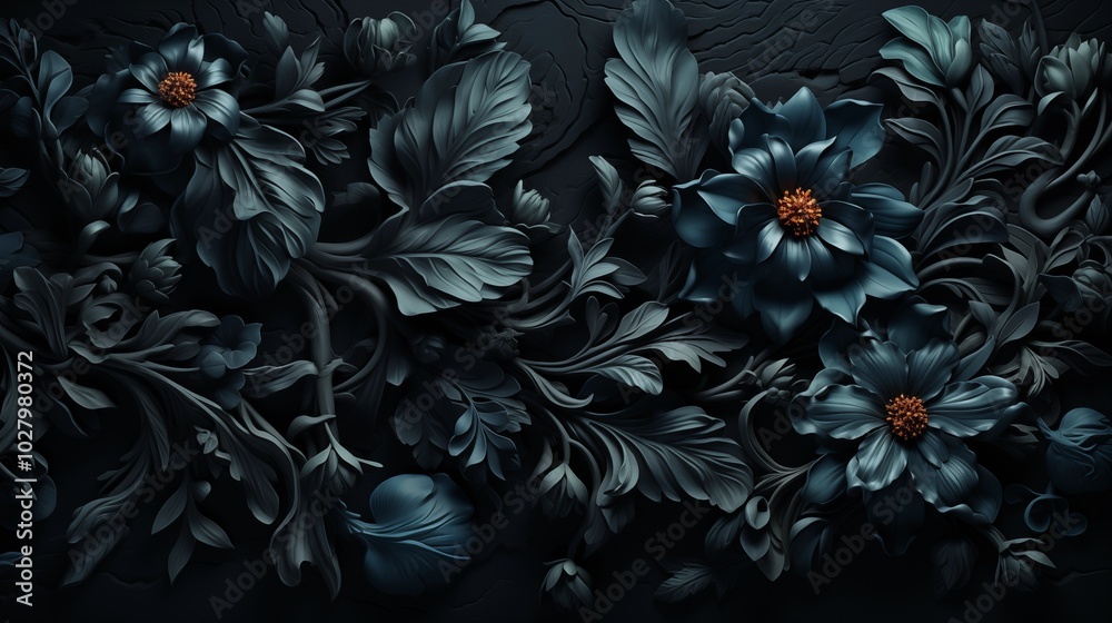 Black Baroque Pattern Background. Black Baroque Pattern Background.