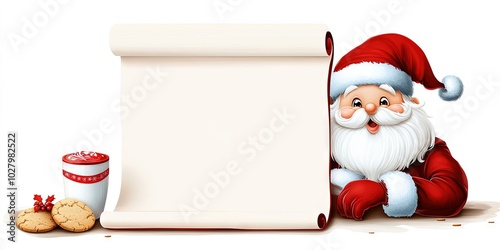 scroll-style letter to Santa with milk and cookies - blank template with space for copy