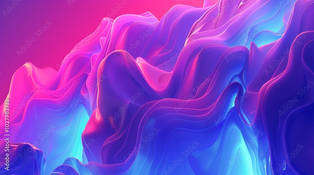 Abstract background with flowing shapes in neon blue and pink colors Abstract background with flowing shapes in neon blue and pink colors