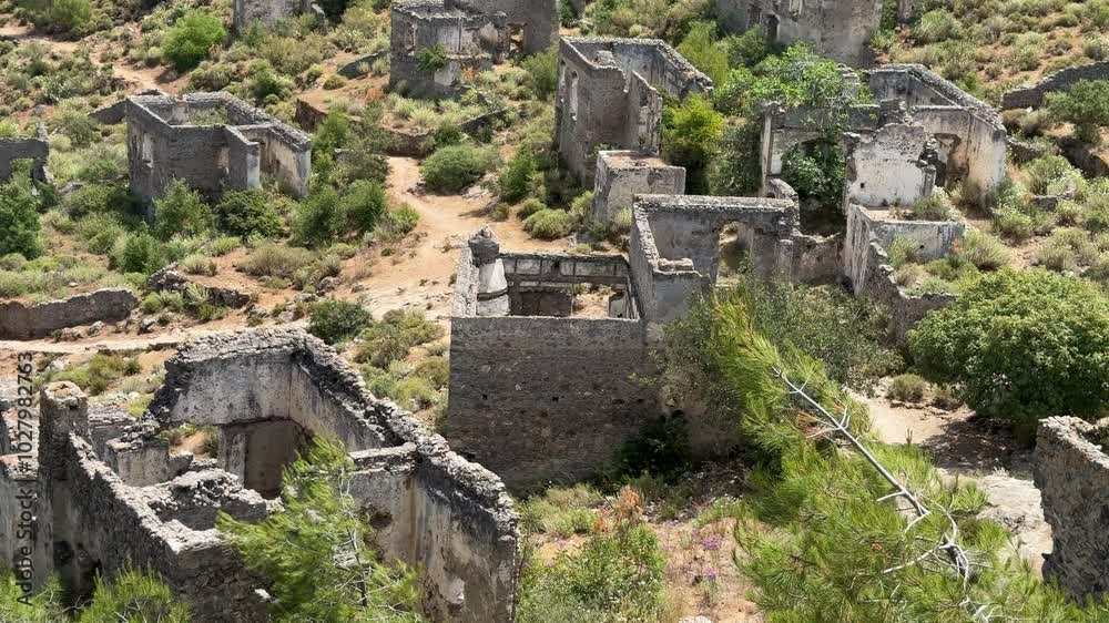 Kayakoy Ghost Town in Turkey, open-air museum with about 500 preserved houses and three churches Kayakoy Ghost Town in Turkey, open-air museum with about 500 preserved houses and three churches
