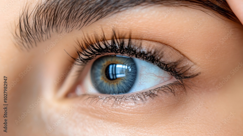 This image captures the intricate details of a human eye, showcasing a vivid blue iris with delicate eyelashes, revealing depth and beauty of human sight. This image captures the intricate details of a human eye, showcasing a vivid blue iris with delicate eyelashes, revealing depth and beauty of human sight.
