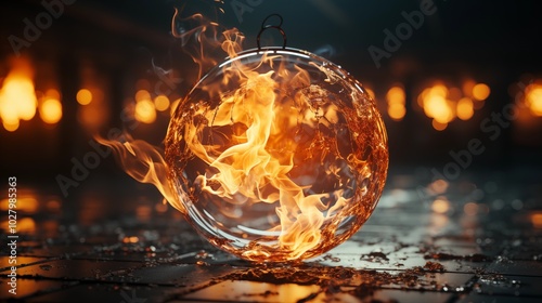 Burning Ball VFX Element for Compositing Transparent Background