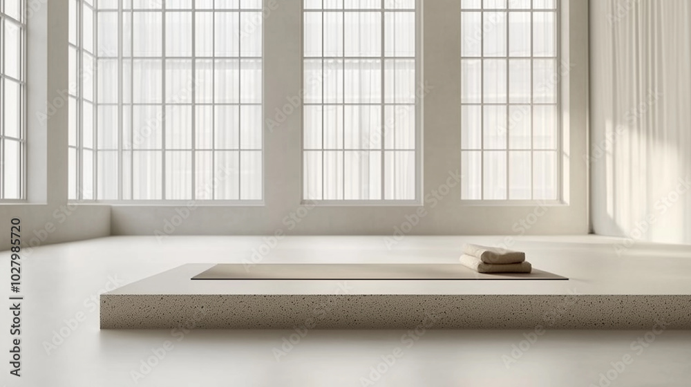 Fototapeta premium Minimalist Yoga Studio with Natural Light and Neutral Tones, generative ai