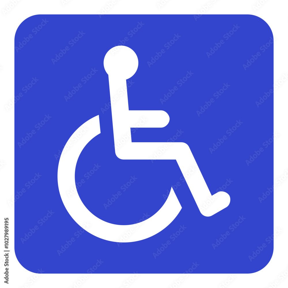Disabled sign icon with person in a wheelchair on blue background vector Disabled sign icon with person in a wheelchair on blue background vector