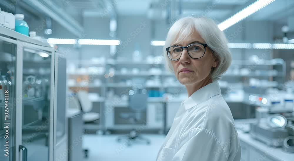 Senior Scientist in a Modern Laboratory, Focused and Ready for Work Senior Scientist in a Modern Laboratory, Focused and Ready for Work