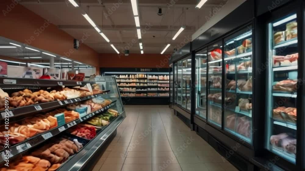 Blurred supermarket shelves stocked with vibrant health and beauty products, featuring diverse cosmetics Blurred supermarket shelves stocked with vibrant health and beauty products, featuring diverse cosmetics