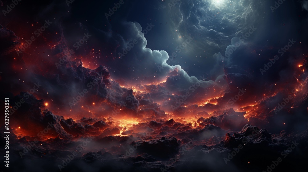 cosmic background of supernova nebula and stars, glowing mysterious universe cosmic background of supernova nebula and stars, glowing mysterious universe