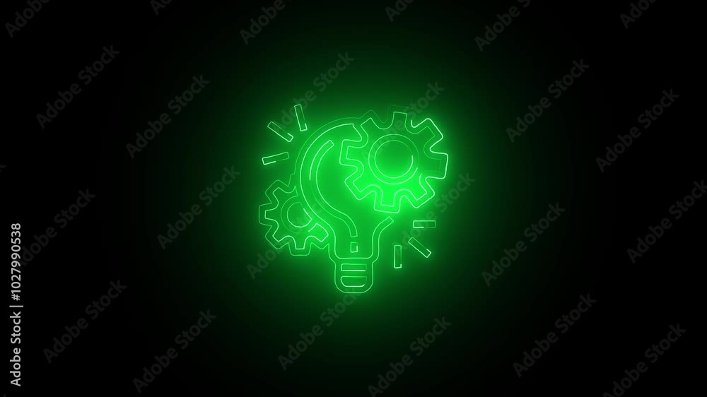Glowing neon Project Management icon isolated on black background. HD Video motion graphic animation Glowing neon Project Management icon isolated on black background. HD Video motion graphic animation