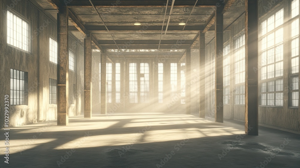 Sunlight Streams Through Abandoned Industrial Space Sunlight Streams Through Abandoned Industrial Space